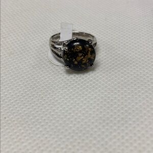 Silver Ring with Black and Gold Stone